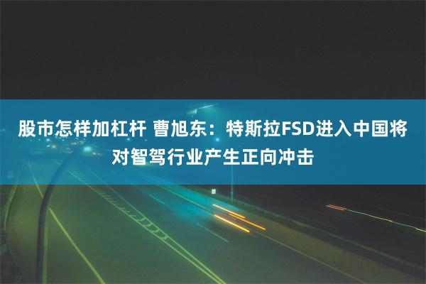 股市怎样加杠杆 曹旭东：特斯拉FSD进入中国将对智驾行业产生正向冲击