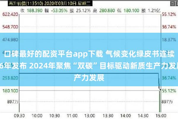 口碑最好的配资平台app下载 气候变化绿皮书连续16年发布 2024年聚焦“双碳”目标驱动新质生产力发展